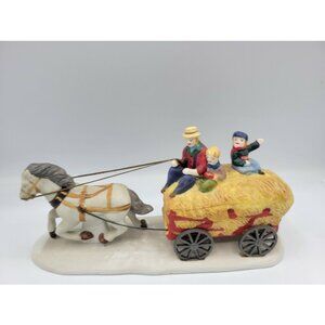 Lemax Village Hay Carriage Ride Large Porcelain Christmas Village Table Accent